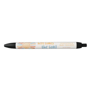 Hier komt de zon boho boy baby shower zwarte inkt pen