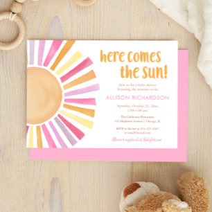 Hier komt de zon boho meisje baby shower kaart