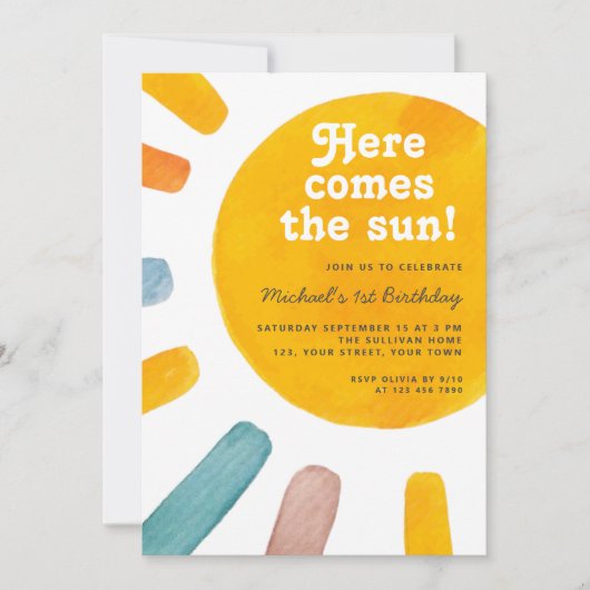 Hier komt de zon Boho Sunshine eerste verjaardag Kaart (Voorkant)