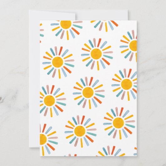 Hier komt de zon Boho Sunshine eerste verjaardag Kaart (Achterkant)