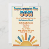Hier Komt de ZON, Boho Zon Baby Shower Kaart (Voorkant)