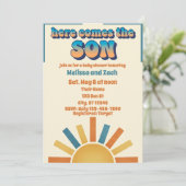 Hier Komt de ZON, Boho Zon Baby Shower Kaart (Staand voorkant)