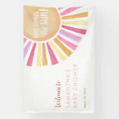 Hier komt de zon boho zonneschijn meisje baby show spandoek (Verticaal)