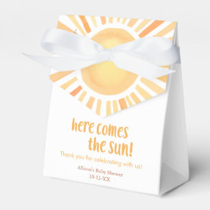 Hier komt de zon genderneutraal baby shower bedankdoosjes