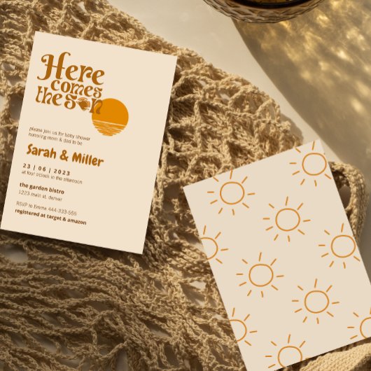 Hier komt de zon Geslacht onthullen uitnodiging