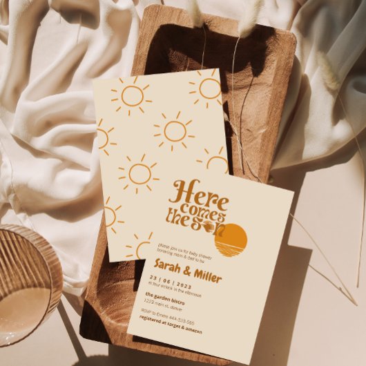 Hier komt de zon Geslacht onthullen uitnodiging