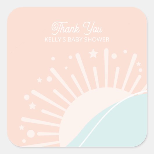 Hier komt de zon-klassieke zon vierkante sticker (Voorkant)