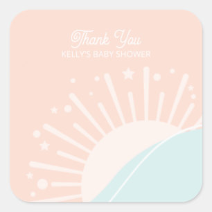 Hier komt de zon-klassieke zon vierkante sticker