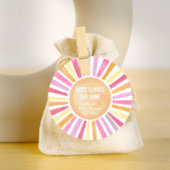 Hier komt de zon meisje baby shower zonneschijn bedankjes labels