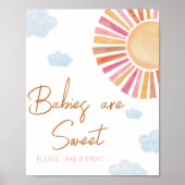 Hier komt de zon meisje baby's zijn zoet poster (Voorkant)