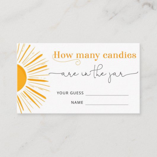 Hier komt de zon raden hoeveel snoepjes informatiekaartje (Voorkant)