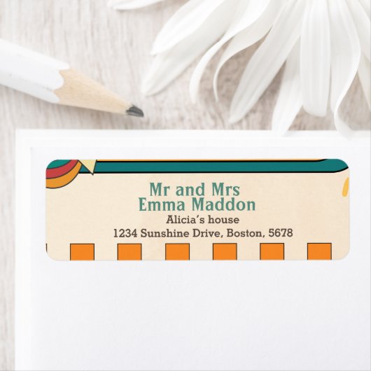 Hier komt de zon Retro Baby shower Etiket (Insitu)