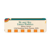 Hier komt de zon Retro Baby shower Etiket (Voorkant)