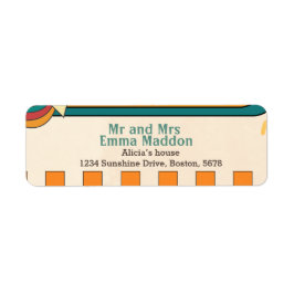 Hier komt de zon Retro Baby shower Etiket