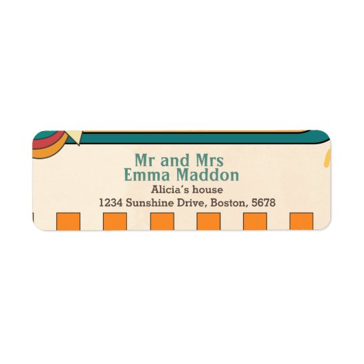 Hier komt de zon Retro Baby shower Etiket (Voorkant)