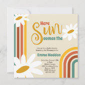 Hier komt de zon Retro Baby shower Invitation Kaart (Voorkant)
