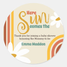 Hier komt de zon Retro Baby shower Invitation
