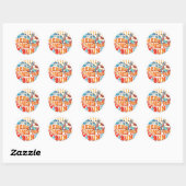 Hier komt de zon ronde sticker (Vel)