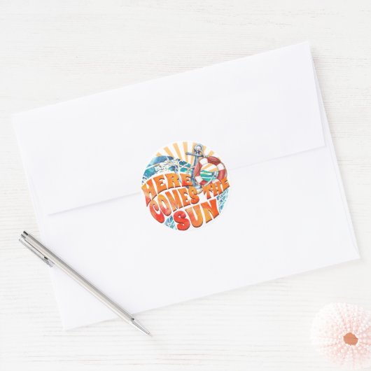 Hier komt de zon ronde sticker (Envelop)