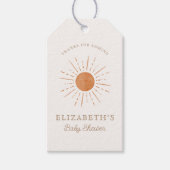 Hier komt de zon Verbrand Sinaasappel Zon Baby sho Cadeaulabel (Voorkant)