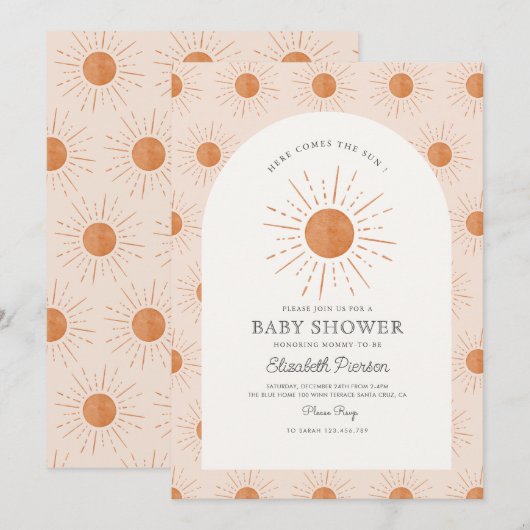 Hier komt de zon Verbrand Sinaasappel Zon Baby sho Kaart (Voorkant / Achterkant)