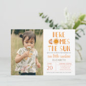 Hier komt de zon Waterverf 1e verjaardag foto Kaart (Staand voorkant)