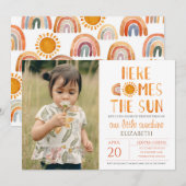 Hier komt de zon Waterverf 1e verjaardag foto Kaart (Voorkant / Achterkant)