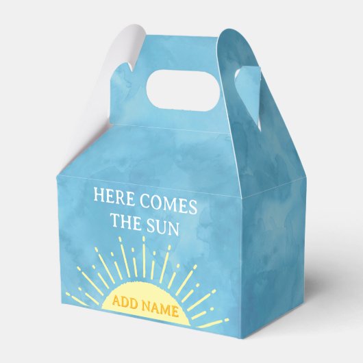 Hier komt de zon Waterverf Baby shower Custom F Bedankdoosjes (Voorkant Zijde)