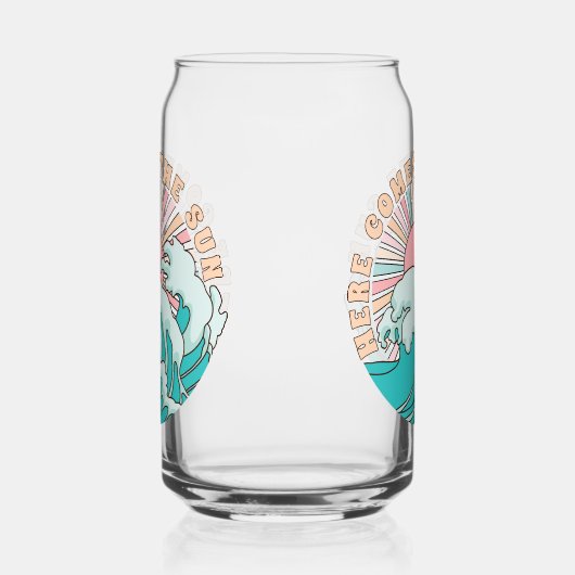 Hier komt de zon zomerstrand nieuwigheid blikvorm glas (Links)