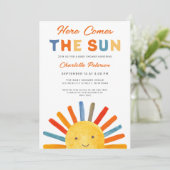 Hier komt de zon zonneschijn Baby shower Kaart (Staand voorkant)
