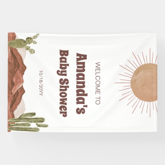 Hier komt de zon zoon Baby shower Welkom Spandoek (Horizontaal)