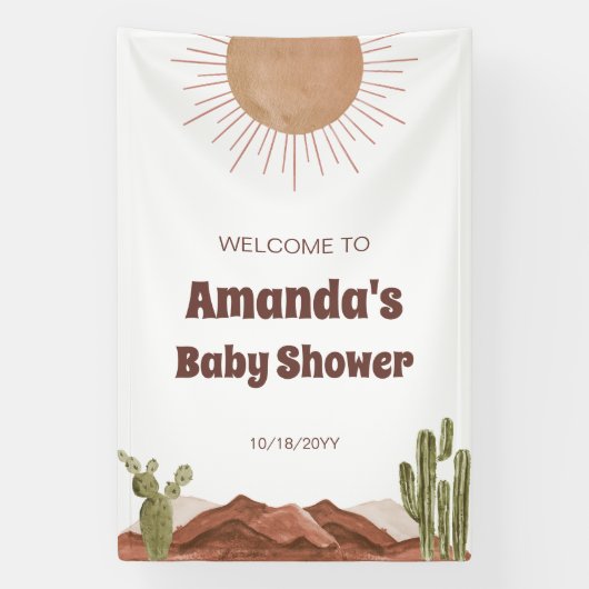 Hier komt de zon zoon Baby shower Welkom Spandoek (Verticaal)