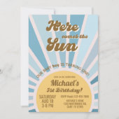 Hier komt de zonjongen van de eerste verjaardag ui kaart (Voorkant)