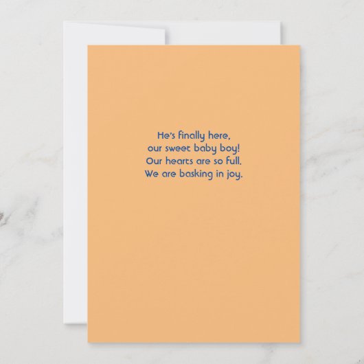 Hier komt de zoon aangepaste foto geboorte aankond aankondiging (Achterkant)