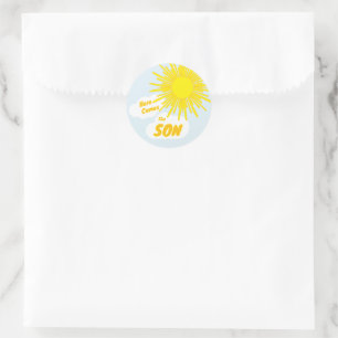 Hier Komt De Zoon Baby Boy Borrel Ronde Sticker