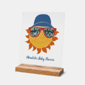 Hier komt de zoon baby jongen douche acryl bord (Hoek)