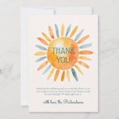 Hier komt de zoon baby jongen douche bedankkaart