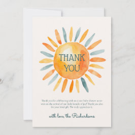 Hier komt de zoon baby jongen douche bedankkaart