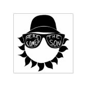 Hier komt de zoon baby jongen douche rubberstempel (Afrduk)