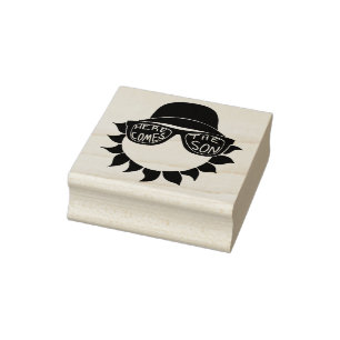 Hier komt de zoon baby jongen douche rubberstempel