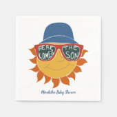 Hier komt de zoon baby jongen douche servet (Voorkant)