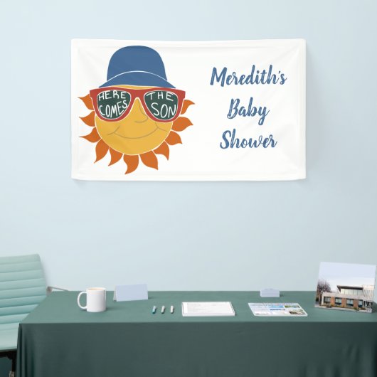 Hier komt de zoon baby jongen douche spandoek (Beurs)