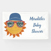 Hier komt de zoon baby jongen douche spandoek (Horizontaal)