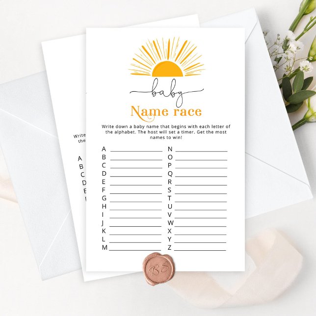 Hier komt de zoon baby naam race baby shower (Creator heeft geüpload)