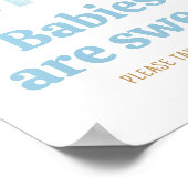 Hier komt de zoon Baby shower baby's zijn zoet Poster (Hoek)