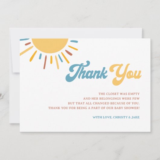 Hier Komt De Zoon Baby Shower Bedankkaart (Voorkant)