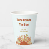 Hier komt de zoon Baby shower Boho Sunshine Papieren Bekers (Voorkant)