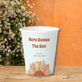 Hier komt de zoon Baby shower Boho Sunshine Papieren Bekers