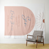 Hier komt de zoon Baby shower Boho Wandkleed (In Situ (horizontaal))
