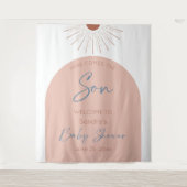 Hier komt de zoon Baby shower Boho Wandkleed (Voorkant)